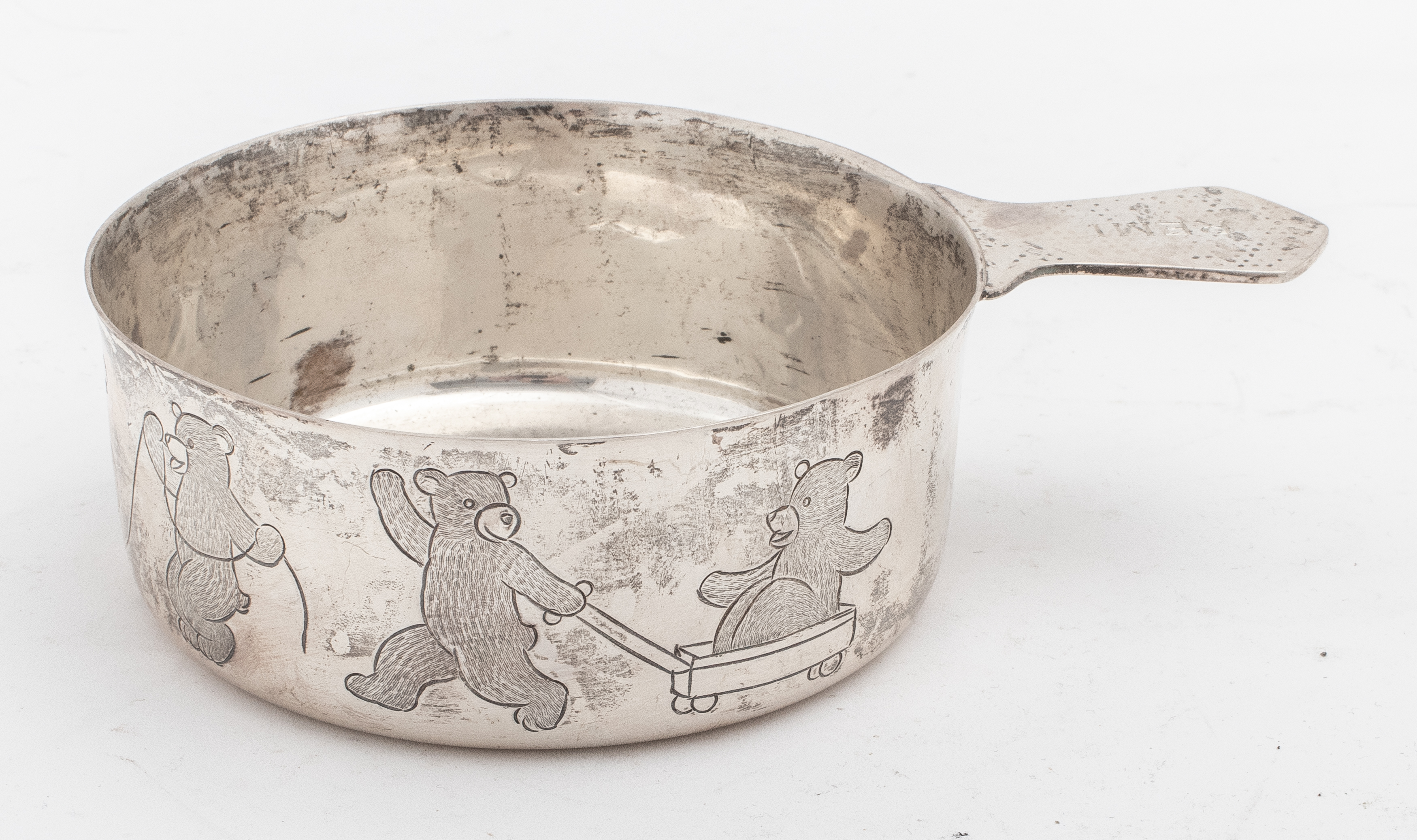 Appraisal: TIFFANY STERLING CHILD'S PORRINGER BEARS Tiffany sterling silver child's porringer