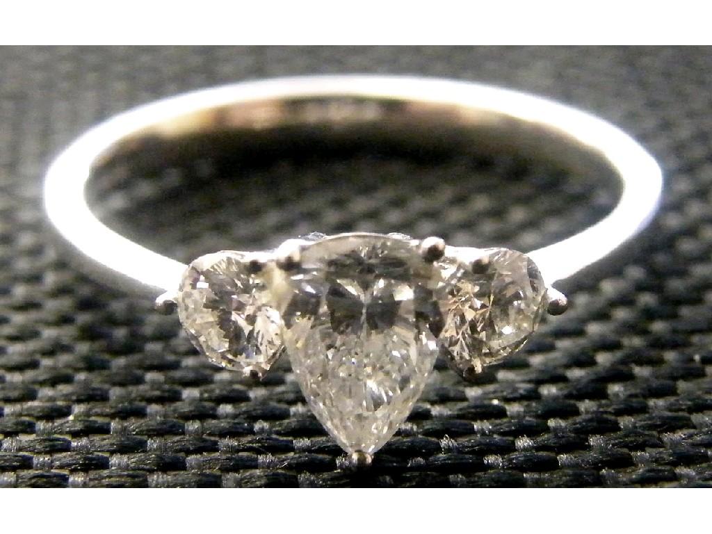 Appraisal: ct white gold three stone diamond ring with a central