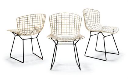 Appraisal: Three wire chairs harry bertoia italian - H in W