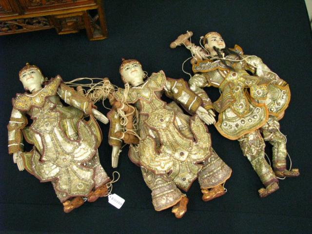 Appraisal: Group of three mid- th century Thailand marionettes quite ornate