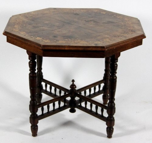 Appraisal: A Victorian walnut and marquetry octagonal topped occasional table on