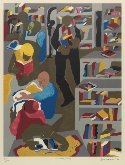 Appraisal: JACOB LAWRENCE - Schomburg Library Color lithograph on Arches paper