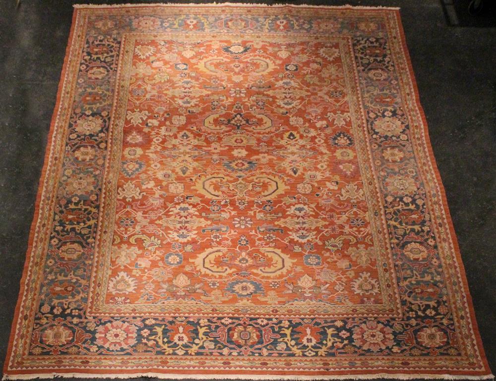 Appraisal: LARGE FLATWEAVE ORIENTAL WOOL RUG floral design with multiple border