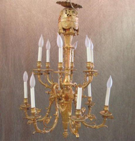 Appraisal: Dore Bronze Arm Chandelier From a Rye NY home Dimensions