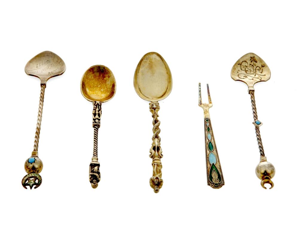 Appraisal: A group of silver flatware th century Most marked for