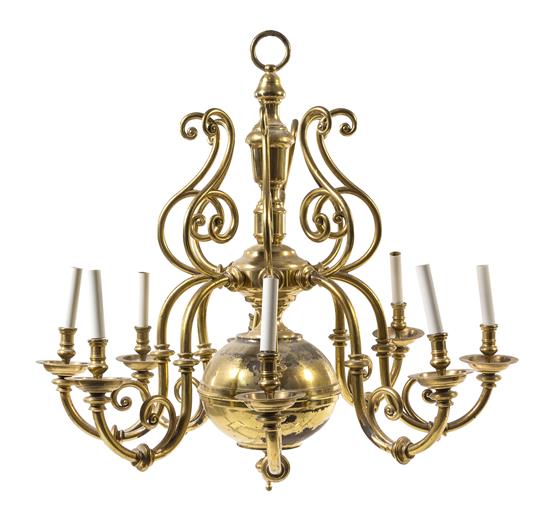 Appraisal: Sale Lot A Dutch Baroque Style Brass Eight-Light Chandelier italian