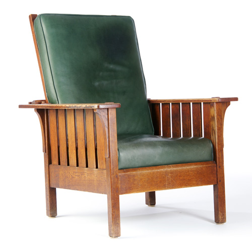 Appraisal: L J G STICKLEY Morris chair with slats to the