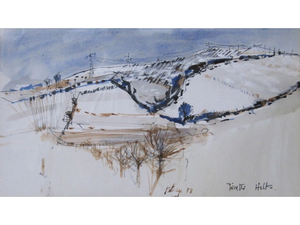 Appraisal: ROBERT KELSEY Pen and wash 'Winter Hills' signed and entitled