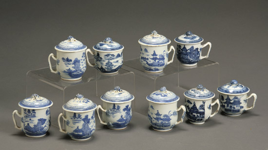 Appraisal: Assembled Set of Ten Chinese Export Blue and White Decorated