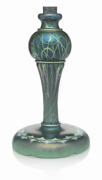 Appraisal: A Steuben Tyrian blue glass lamp base shape circa with