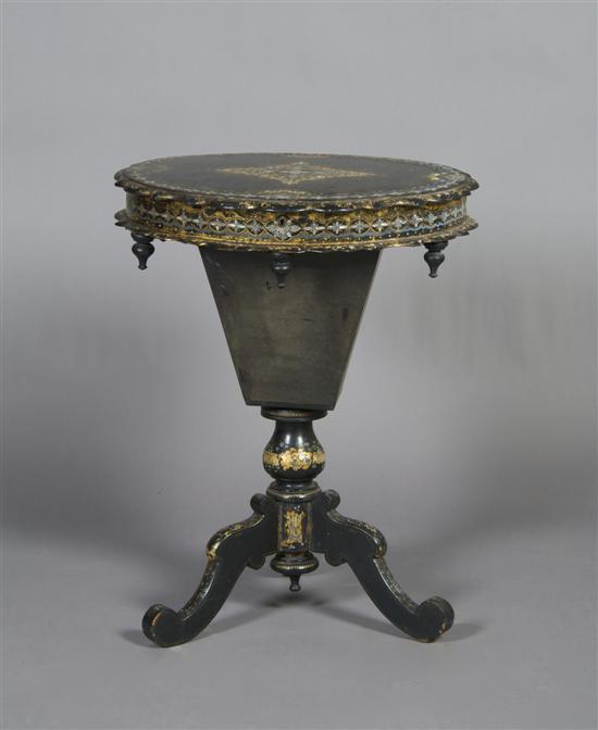 Appraisal: A Victorian Mother-of-Pearl Sewing Table Height x width x depth