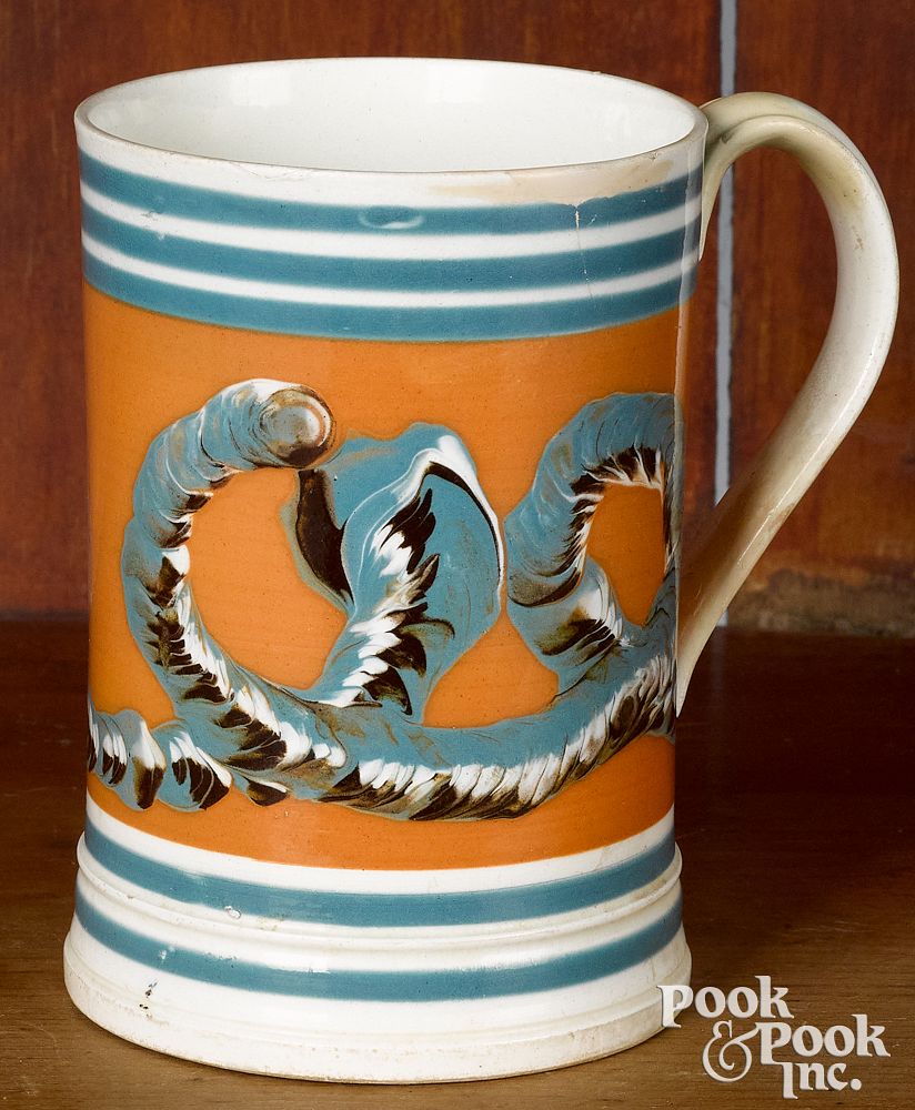 Appraisal: Mocha mug with earthworm decoration Mocha mug with earthworm decoration