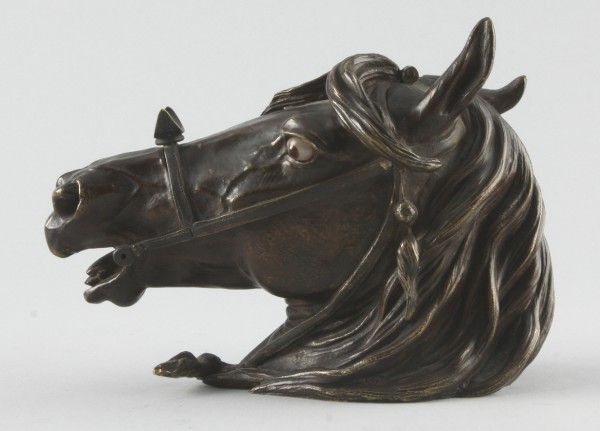 Appraisal: Inkwell in form of horsehead with glass insert applied eyes