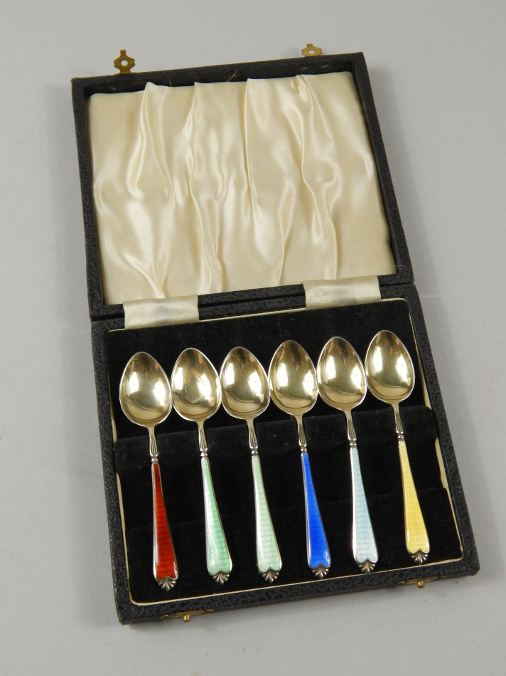 Appraisal: A Harlequin set of six silver gilt coffee spoons each