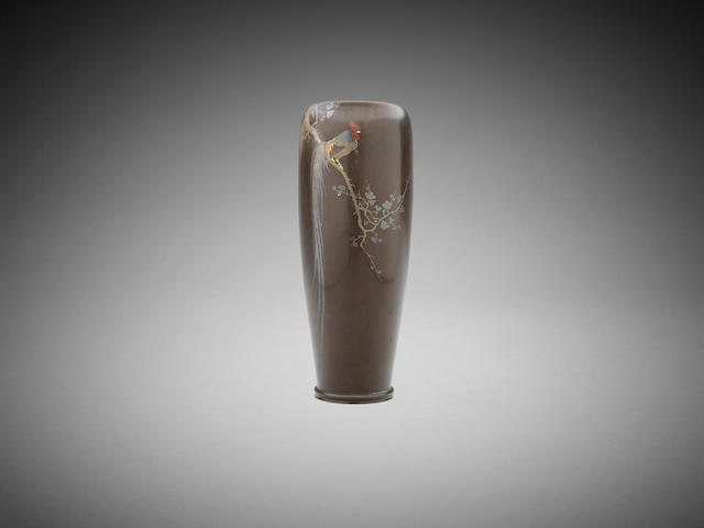 Appraisal: A Japanese mixed-metal vase Meiji to Taisho perioddecorated with a