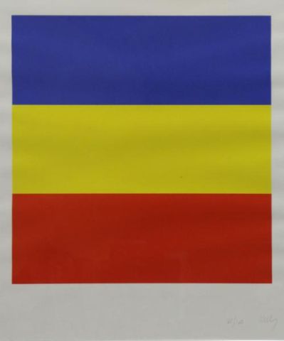 Appraisal: KELLY Ellsworth Color Screenprint Blue Yellow Red Pencil signed and