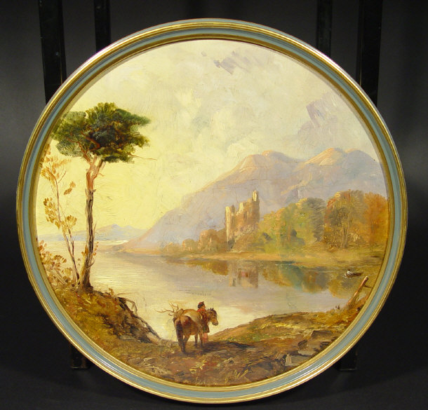 Appraisal: Loch Awe Castle - Circular oil onto panel framed and