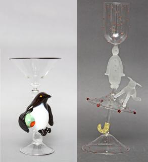 Appraisal: Two Artist signed Figural Glasses Two Artist signed Figural GlassesPenguin