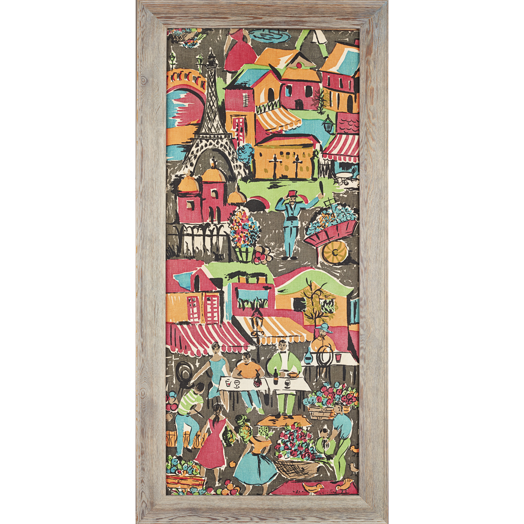 Appraisal: EUROPEAN SCHOOL PRINTED CANVAS PANEL CIRCA depicting Parisian street scenes