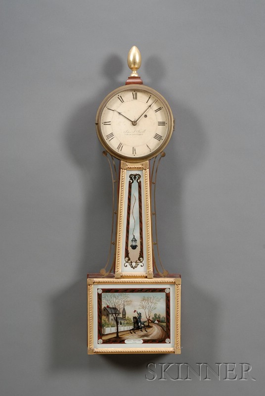 Appraisal: Mahogany Patent Timepiece or Banjo Clock by John J Stowell