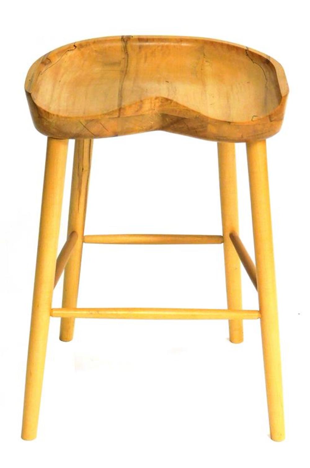 Appraisal: Robert Engvall Canton Connecticut custom-made saddle seat tall bar stool