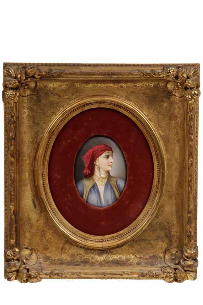 Appraisal: KPM PLAQUE - Painted Porcelain KPM Plaque Oval Bust Portrait