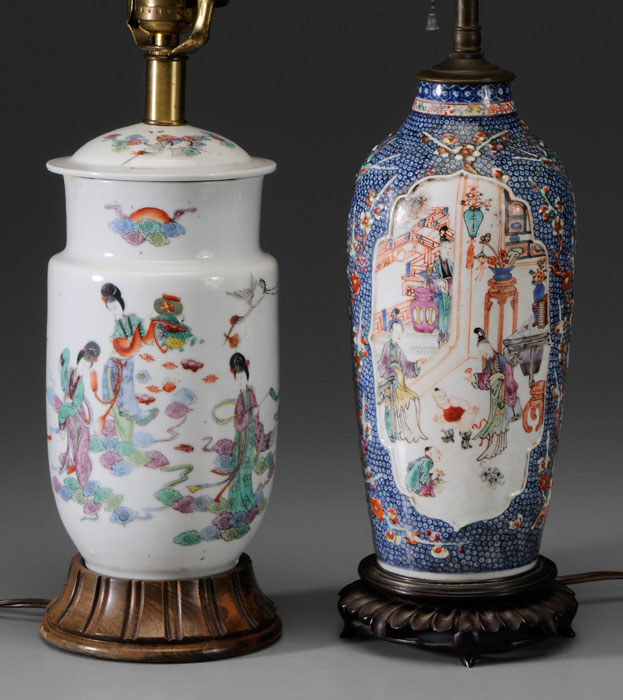 Appraisal: Two Porcelain Lamp Bases Chinese th and th century Chinese