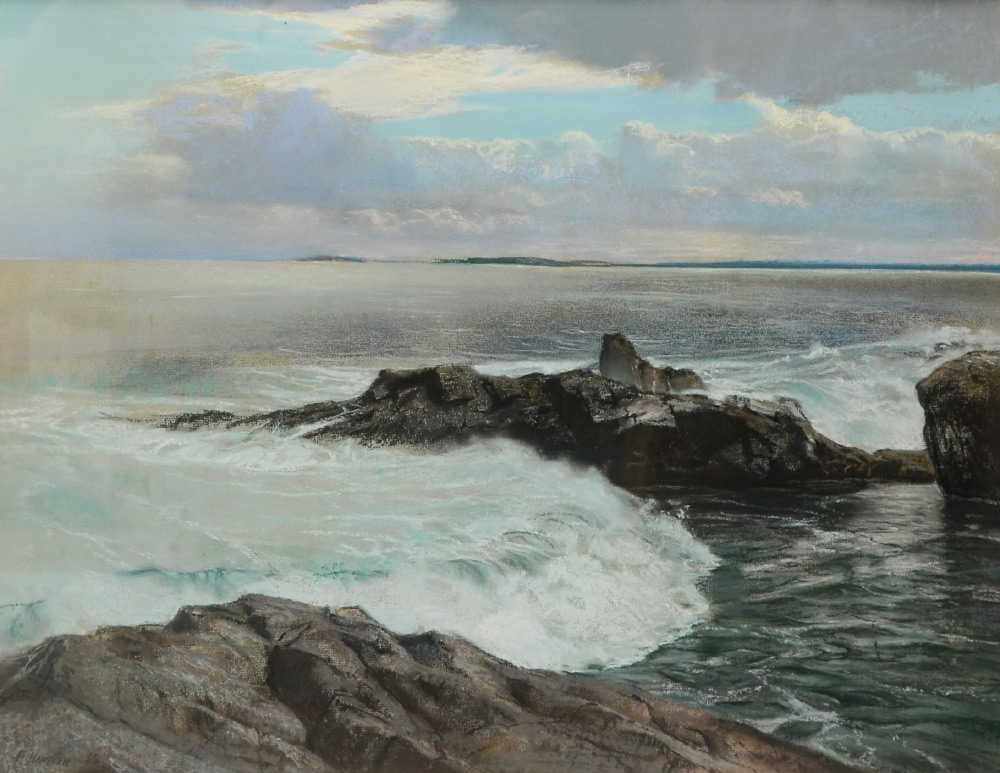 Appraisal: HANDLEN Frank American - Coastal Surf and Rocks Pastel sight