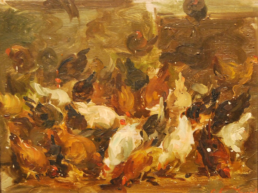 Appraisal: Early th century English school - Abstract study of chickens