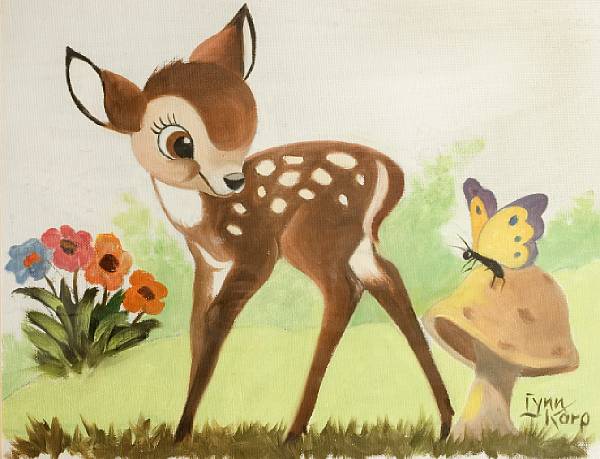 Appraisal: An original oil painting of Bambi by Disney artist Lynn