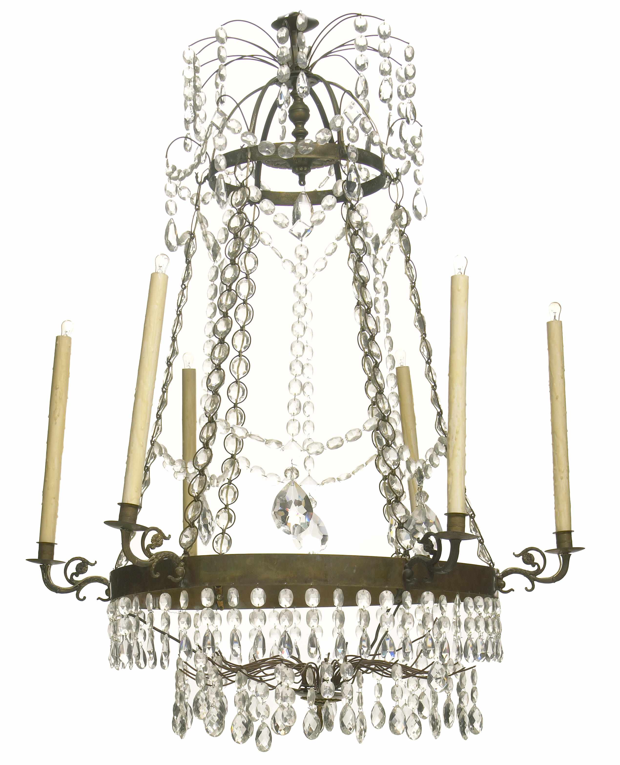 Appraisal: A Swedish Neoclassical style gilt bronze and cut glass chandelier