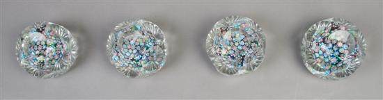 Appraisal: A Collection of Four Faceted Caned Paperweights Diameter inches