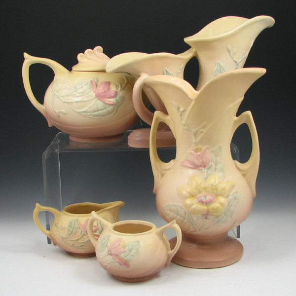 Appraisal: Hull Magnolia Matte - Vases Tea Set Corn Lot of