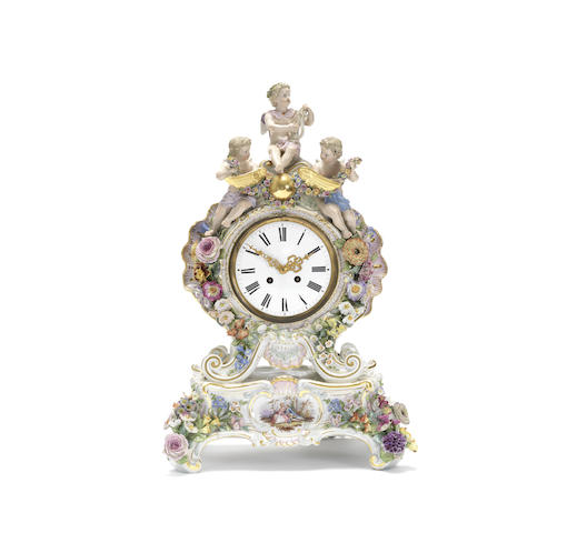 Appraisal: A late th century Meissen clock case and stand surmounted