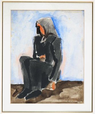 Appraisal: Josef Herman - Study of a woman sitting on the