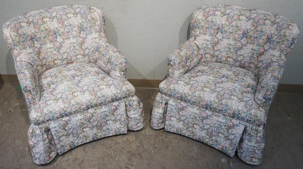 Appraisal: Pair French Provincial Style Floral Upholstered Armchairs H in cm