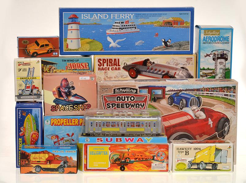 Appraisal: LARGE COLLECTION OF TINPLATE TOYS INCLUDING SCHYLLING AUTO SPEEDWAY ALL