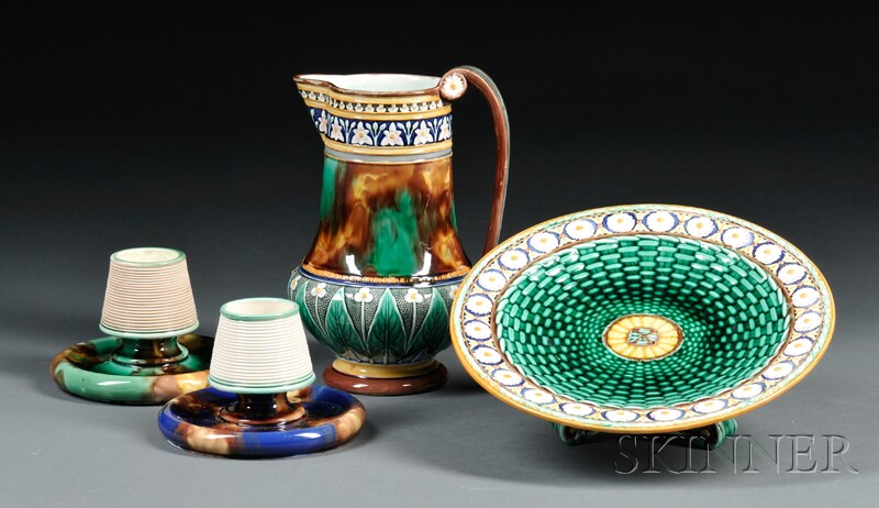 Appraisal: Four Wedgwood Majolica Items England th century two match strikers