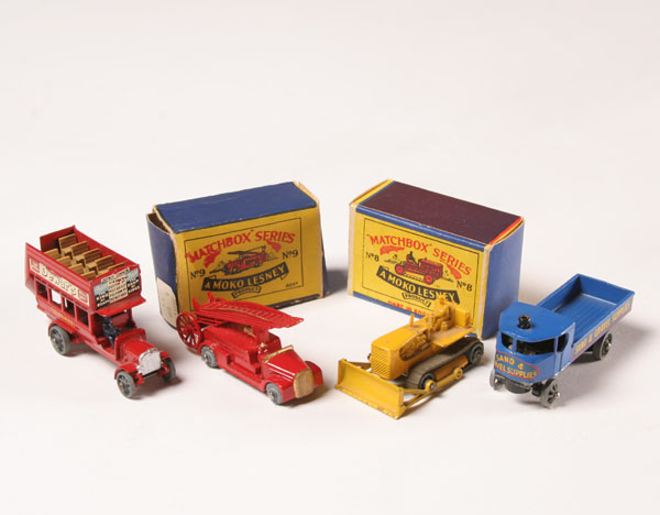 Appraisal: Matchbox toys double decker bus sand and gravel truck boxed