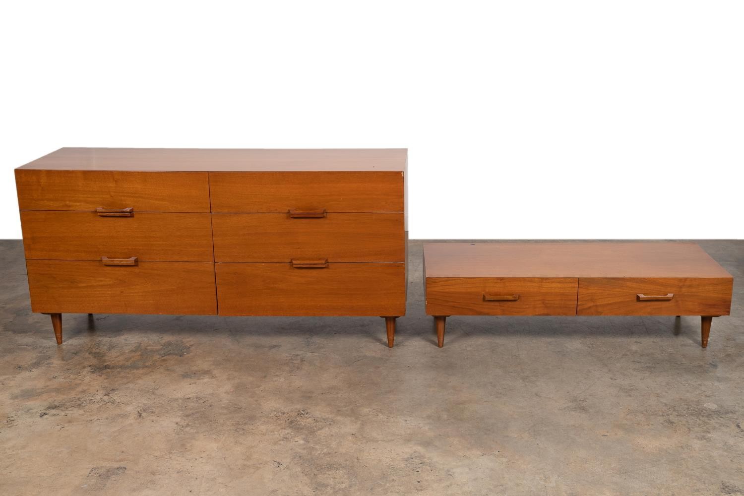 Appraisal: PCS MID-CENTURY MODERN CHEST COFFEE TABLE Set of two Ramseur