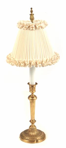 Appraisal: A pair of gilt metal fluted table lamps height in