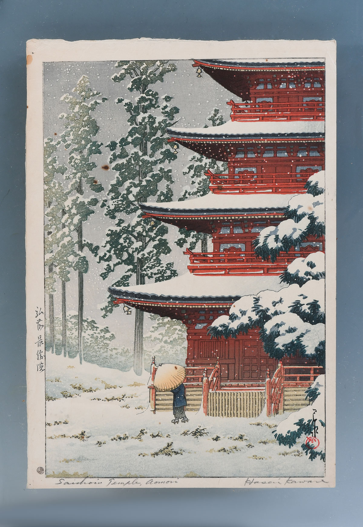 Appraisal: KAWASE Hasui Japanese - ''Saishoin Temple In Snow'' Woodblock Print