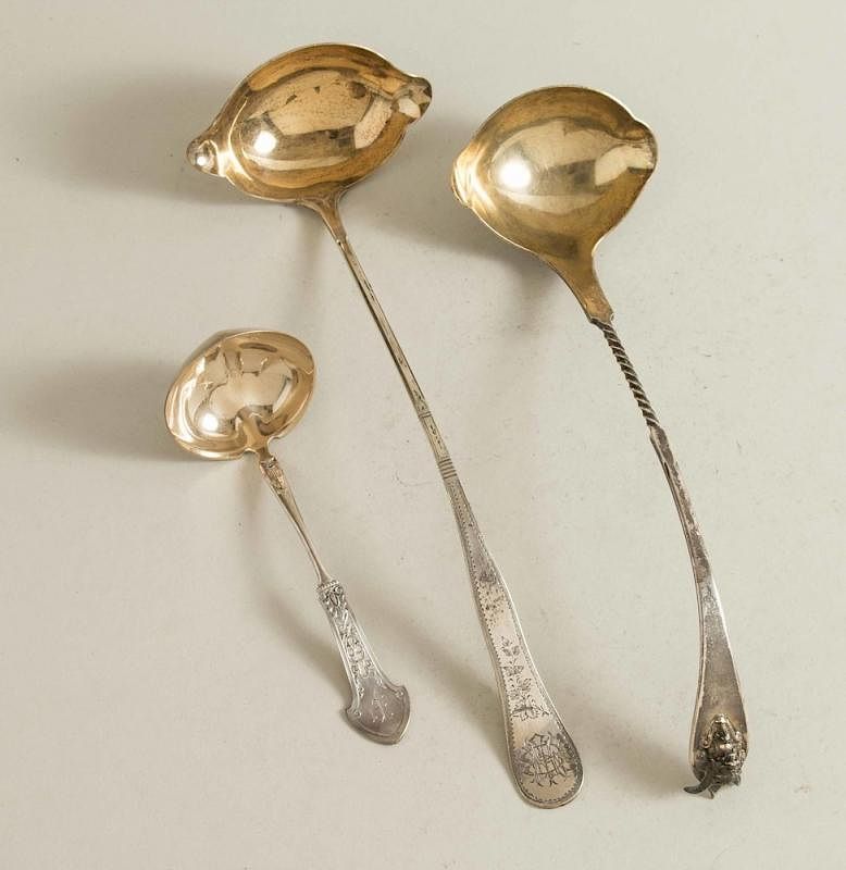 Appraisal: Three Silver Ladles Three gilt silver ladles comprising a Gorham