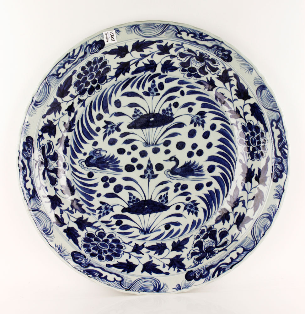 Appraisal: - Chinese Blue and White Platter Chinese blue and white