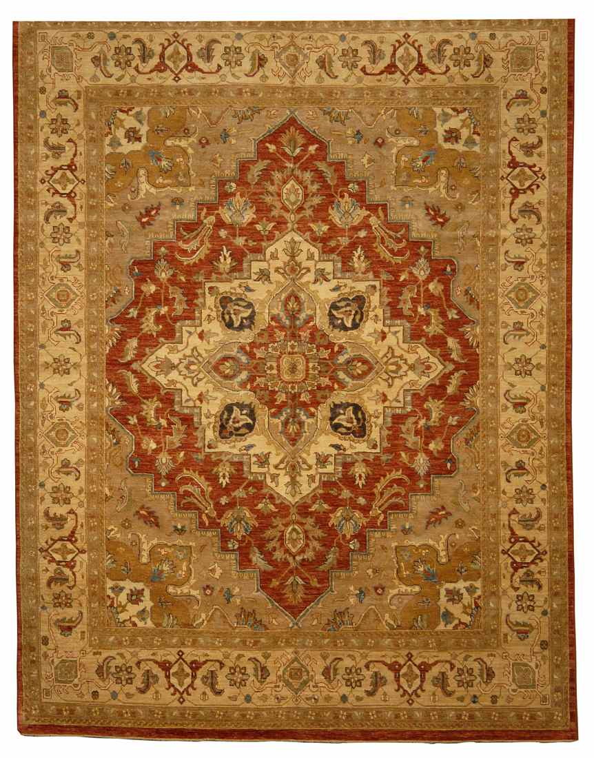 Appraisal: ORIENTAL RUG SERAPI DESIGN ' x ' Gold gabled central