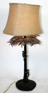 Appraisal: Maitland Smith bronze lamp palm tree with monkeys h x