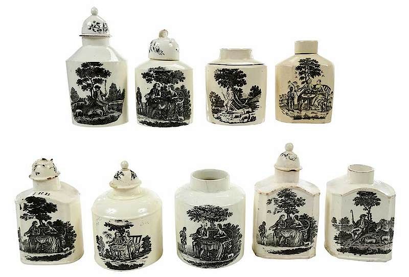 Appraisal: Nine Tea Party Creamware Tea Caddies British late th century