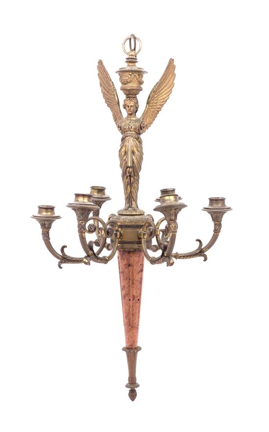 Appraisal: Sale Lot A Neoclassical Gilt Bronze and Marble Six-Light Chandelier