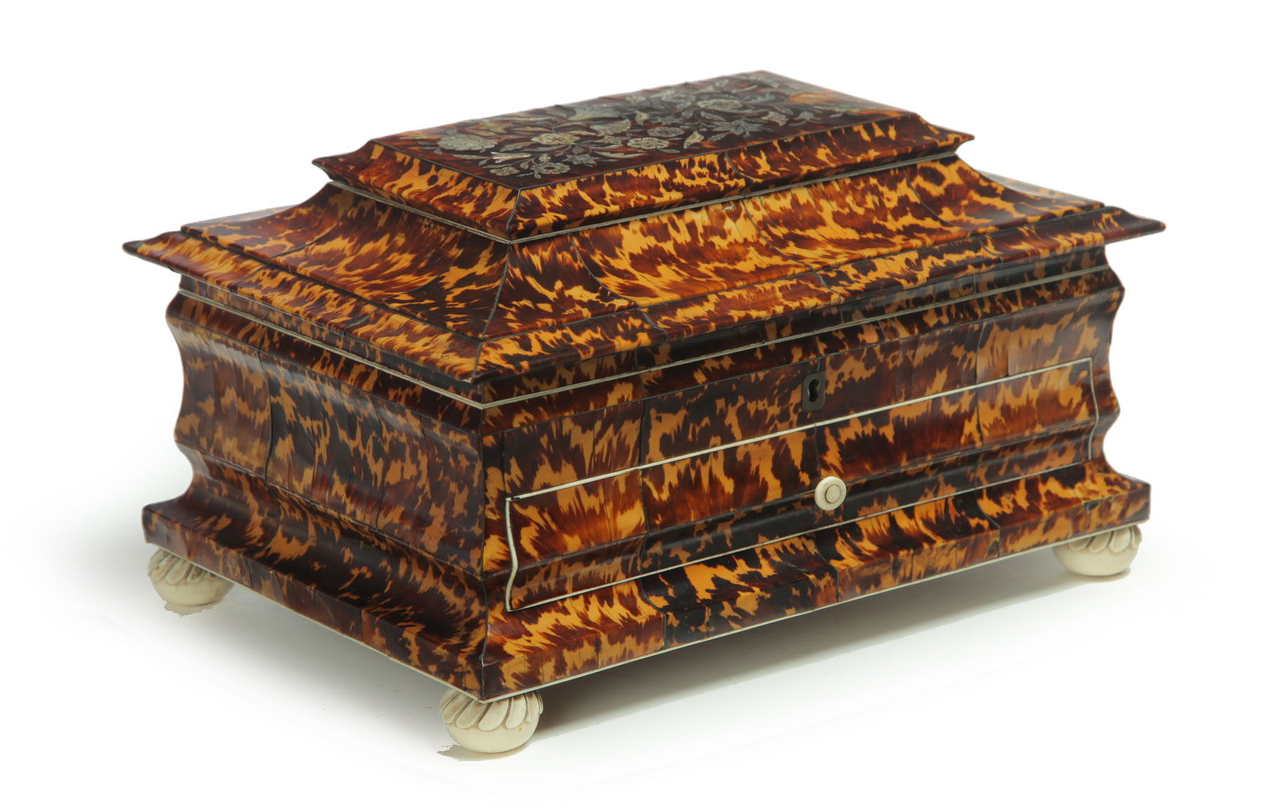 Appraisal: FINE TORTOISE SHELL JEWELRY WRITING BOX England mid th century