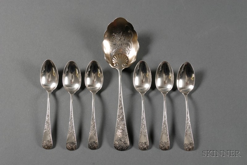 Appraisal: Seven-Piece Gorham Sterling Chrysanthemum Pattern Dessert Flatware Set c comprising